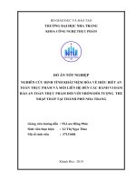 Nghiên cứu định tính khái niệm hóa về hiểu biết an toàn thực phẩm và mối liên hệ đến các hành vi đảm bảo an toàn thực phẩm đối với nhóm đối tượng thu nhập thấp tại thành phố nha trang  