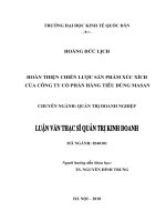 Luận văn thạc sỹ - HOÀN THIỆN CHIẾN LƯỢC SẢN PHẨM XÚC XÍCH  CỦA CÔNG TY CỔ PHẦN HÀNG TIÊU DÙNG MASAN