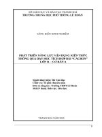 pHÁT TRIỄN NĂNG lực vận DỤNG KIẾN THỨC THÔNG QUA dạy học TÍCH hợp bài CACBON lớp 11 NÂNG CAO 
