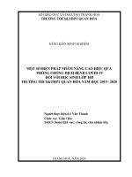 Một số biện pháp nhằm nâng cao hiệu quả phòng chống dịch bệnh COVID 19 đối với học sinh lớp 10d trường THCSTHPT quan hóa năm học 2019 2020 