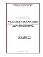 Khai thác và sử dụng một số thí nghiệm vật lí trong hoạt động khởi động bài học nhằm tạo hứng thú và phát triển năng lực tư duy cho học sinh ở một số bài học trong chương trình vật lí THPT 