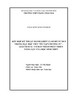 Kết hợp kỹ thuật mảnh ghép và sơ đồ tư duy trong dạy học tiết ôn tập chương IV– giải tích 12 cơ bản nhằm phát triển năng lực của học sinh THPT 