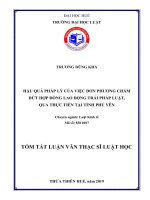 Tóm tắt Luận văn thạc sĩ Luật học: Hậu quả pháp lý của việc đơn phương chấm dứt hợp đồng lao động trái pháp luật, qua thực tiễn tại tỉnh Phú Yên
