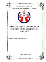 BÁO CÁO THỰC TẬP CÔNG NGHỆ CHẾ BIẾN NƯỚC GIẢI KHÁT VÀ RAU QUẢ