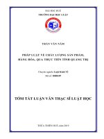 Tóm tắt Luận văn thạc sĩ Luật học: Pháp luật về chất lượng sản phẩm, hàng hóa, qua thực tiễn tỉnh Quảng Trị