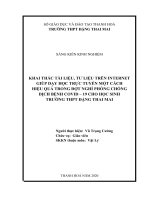 Khai thác tài liệu, tư liệu trên internet giúp dạy học trực tuyến một cách hiệu quả trong đợt nghỉ phòng chống dịch bệnh covid – 19 cho học sinh trường THPT đặng thai mai 
