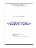 SEVERAL ACTIVITIES TO IMPROVE THE EFFECTIVENESS OF SMALL GROUP WORK IN TEACHING ENGLISH SPEAKING SKILLS 