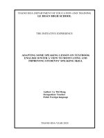 Adapting some speaking lessons on textbook english 10 with a view to motivating and improving students speaking skil 