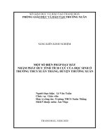 Một số biện pháp dạy hát nhằm phát huy tính tích cực của học sinh ở trường THCS xuân thắng, thường xuân  