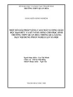 Một số giải pháp nâng cao chất lượng giáo dục đạo đức và kỹ năng sống cho học sinh trường THPT quan hóa thông qua giảng dạy nội dung phần nghị luận xã hội 