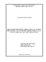 Một số biện pháp phát triển năng lực tự học phần giảng văn 12 chương trình cơ bản ở các lớp tự nhiên qua dạy học theo chủ đề 