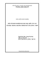 MỘT số KINH NGHIỆM dạy học đọc HIỂU tác GIẢ văn học TRONG CHƯƠNG TRÌNH NGỮ văn lớp 10   THPT 