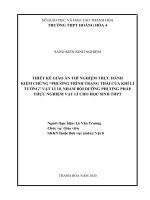 Thiết kế giáo án thí nghiệm thực hành kiểm chứng phương trình trạng thái của khí lí tưởng vật lí 10, nhằm bồi dưỡng phương pháp thực nghiệm vật lí cho học sinh THPT 