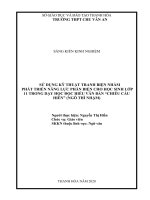 Sử dụng kỹ thuật tranh biện nhằm phát triển năng lực phản biện cho học sinh lớp 11 trong dạy học đọc hiểu văn bản  chiếu cầu hiền( ngô thì nhậm)  