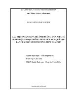 CÁC BIỆN PHÁP hạn CHẾ ẢNH HƯỞNG của VIỆC sử DỤNG điện THOẠI THÔNG MINH đến kết QUẢ học tập của học SINH TRƯỜNG THPT sầm sơn
