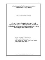 NÂNG CAO CHẤT LƯỢNG, HIỆU QUẢ CÔNG tác QUẢN lý tổ CHUYÊN môn góp PHẦN CHỦ ĐỘNG THỰC HIỆN CHƯƠNG TRÌNH GIÁO dục PHỔ THÔNG 2018 