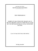 Nghiên cứu đặc tính nước thải rửa xe và đề xuất phương án quản lý đối với các cơ sở rửa xe trên địa bàn quận cẩm lệ, thành phố đà nẵng 