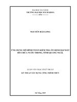 Ứng dụng mô hình toán kiểm tra ổn định đập đất hồ chứa nước trong, tỉnh quảng ngãi 