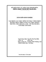 Tạo động lực học môn âm nhạc theo định hướng phát triển năng lực học sinh ở trường THCS hoằng anh  TP thanh hóa năm học 2019 2020 