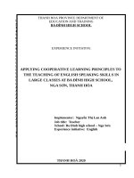 Applying cooperative learning principles to the teaching of english speaking skills in large classes at ba đình high school 