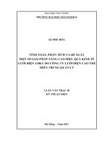 Tính toán, phân tích và để xuất một số giải pháp nâng cao hiệu quả kinh tế lưới điện 110kv do công ty lưới điện cao thế miền trung quản lý 