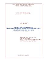 Dạy học tác phẩm văn học trong chương trình THPT thiệu hoá theo hướng giáo dục văn hoá ứng xử cho học sinh  