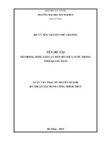Mô phỏng dòng chảy lũ đến hồ chứa nước trong, tỉnh quảng ngãi 