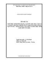 Giúp học sinh phân dạng, tạo dữ liệu đầu vào và cài đặt chương trình tối ưu khi giải một số bài tập về xâu, nhằm nâng cao chất lượng học sinh giỏi môn tin học  