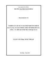 Nghiên cứu đề xuất giải pháp khuyến khích đầu tư dự án giao thông theo mô hình đối tác công  tư (PPP) do tỉnh trà vinh quản lý 