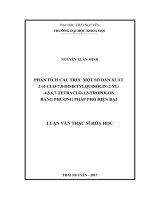Phân Tích Cấu Trúc Một Số Dẫn Xuất 2-(4-clo-7,8-Dimetylquinolin-2-yl)-4,5,6,7-Tetraclo-1,3tropolon