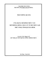 Ứng dụng mô hình thủy văn mô phỏng dòng chảy lũ về hồ thủy lợi phú vinh, tỉnh quảng bình 