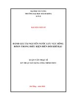 Đánh giá tài nguyên nước lưu vực sông ROÒN trong điều kiện biến dổi khí hậu 