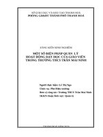 Một số biện pháp quản lí hoạt động dạy học của giáo viên ở trường THCS trần mai ninh   thành phố thanh hóa 