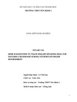 SOME SUGGESTIONS TO TEACH ENGLISH SPEAKING SKILL FOR YEN DINH 2 SECONDARY SCHOOL STUDENTS IN ONLINE ENVIRONMENT 