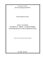 Tốı ưu vận hành hệ thống PV diesel battery hybrid tại đảo bé, huyện lý sơn, tỉnh quảng ngãi  