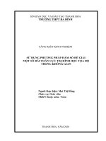 Sử dụng phương pháp hàm số để giải một số bài toán cực trị hình học tọa độ trong không gian 