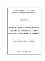 common errors in reported speech made by 11th graders at an upper secondary school in ho chi minh city 
