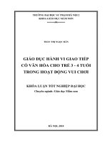 Giáo dục hành vi giao tiếp có văn hóa cho trẻ 3   4 tuổi trong hoạt động vui chơi 