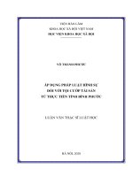 Áp dụng pháp luật hình sự đối với tội cướp tài sản từ thực tiễn tỉnh bình phước 