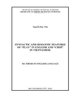 luận văn ngôn ngữ anh SYNTACTIC AND SEMANTIC FEATURES OF “PLAY” IN ENGLISH AND “CHƠI” IN VIETNAMESE  