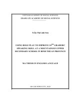 using role play to improve 10th graders’ speaking skill at a mountainous upper secondary school in binh thuan province 