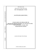 Áp dụng pháp luật hình sự đối với tội cố ý gây thương tích hoặc gây tổn hại sức khỏe cho người khác từ thực tiễn thành phố hồ chí minh 
