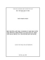 Bồi thường, hỗ trợ, tái định cư khi Nhà nước thu hồi đất theo pháp luật đất đai từ thực tiễn Quận Bình Tân, Thành phố Hồ Chí Minh