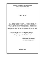 Giá trị nội dung và nghệ thuật truyện đồng thoại vủa tô hoài (khảo sát qua tuyển tập văn học thiếu nhi, nxb hà nội, 2001) 