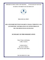 Mối quan hệ giữa đặc điểm hội đồng quản trị và thông tin bất cân xứng của các công ty niêm yết trên sở giao dịch chứng khoán TP HCM tt tiếng anh 