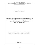 ĐÁNH GIÁ THỰC TRẠNG HOẠT ĐỘNG VÀ ĐỀ XUẤT GIẢI PHÁP PHÁT TRIỂN DU LỊCH SINH THÁI GẮN VỚI QUÁN LÝ VƯỜN QUỐC GIA CÁT BÀ BỀN VỮNG LUẬN VĂN THẠC SĨ KHOA HỌC MÔI TRƯỜNG