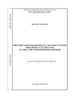 ĐIỀU KIỆN KINH DOANH DỊCH VỤ DU LỊCH LỮ HÀNH THEO PHÁP LUẬT VIỆT NAM TỪ THỰC TIỄN THÀNH PHỐ HỒ CHÍ MINH