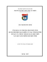 Ứng dụng các phương pháp phân tích quang phổ hiện đại nghiên cứu đặc tính hấp phụ bề mặt của thuốc nhuộm mang điện trên vật liệu nano nhôm oxit biến tính 