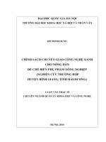 CHÍNH SÁCH CHUYỂN GIAO CÔNG NGHỆ XANH CHO NÔNG DÂN ĐỂ CHẾ BIẾN PHỤ PHẨM NÔNG NGHIỆP LUẬN VĂN THẠC SĨ CHUYÊN NGÀNH QUẢN LÝ KHOA HỌC VÀ CÔNG NGHỆ