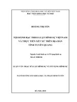 TỘI ĐÁNH BẠC THEO LUẬT HÌNH SỰ VIỆTNAM VÀ THỰC TIỄN XÉT XỬ TRÊN ĐỊA BÀN TỈNH TUYÊN QUANG LUẬN VĂN THẠC SĨ LUẬT HÌNH SỰ VÀ TỐ TỤNG HÌNH SỰ